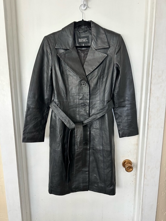Badgley Mischka Jackets & Blazers - NWOT Badgley Mischka Black Leather Trench w/Belt Womens S